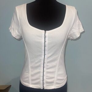 Women's White Corset-Front Top